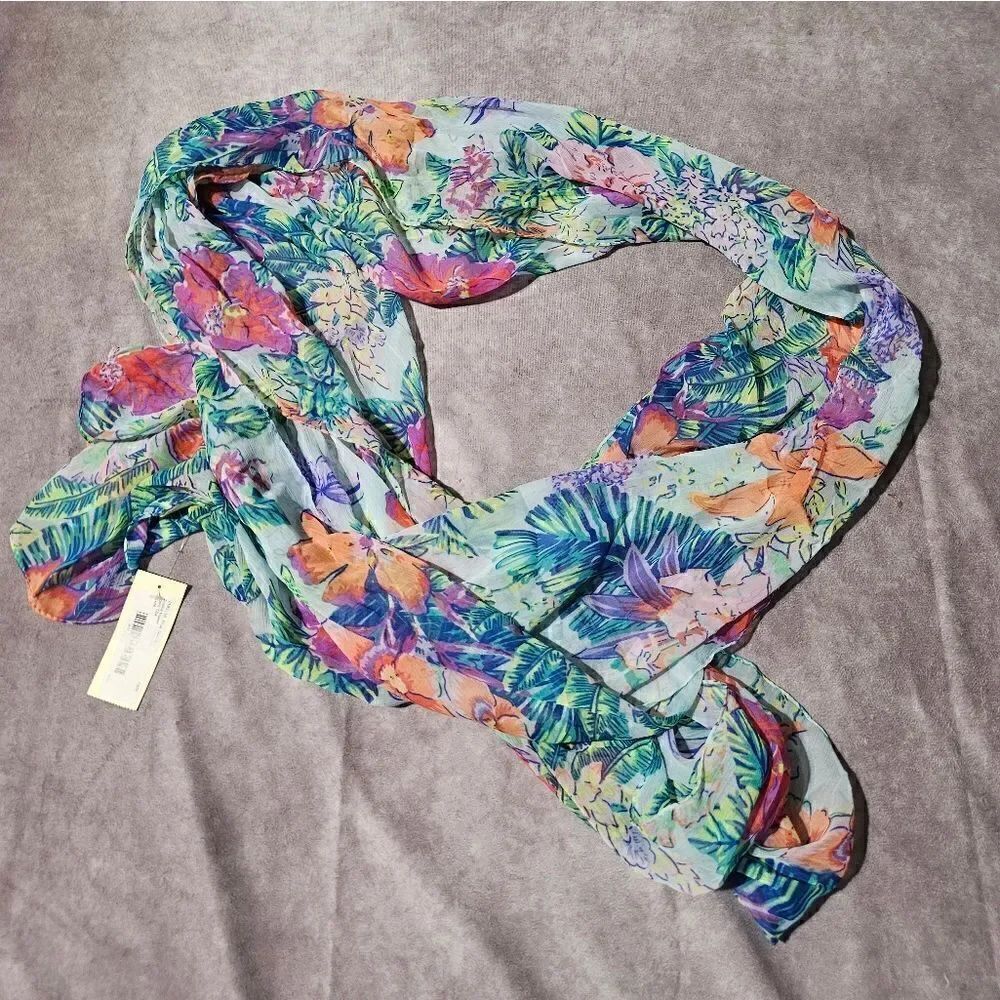 COLLECTION EIGHTEEN Tropics Flower TBA Scarf 21" x 86"‎